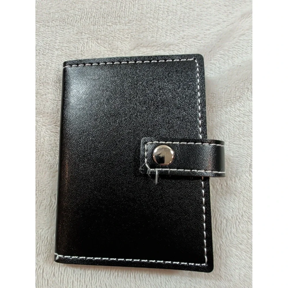 Prestige Medical Black Faux‎ Leather Card Holder Wallet Snap Closure Organizer